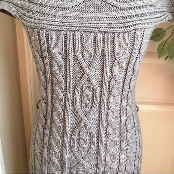 Pink Rose Y2K Cable Knit Off-Shoulder Tunic Length Sweater Dress Gray Sz XL - Picture 5 of 16
